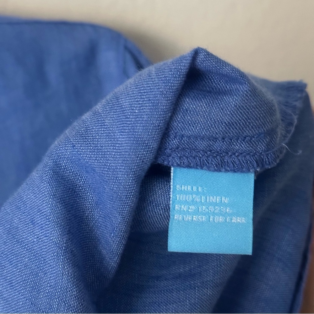 J. McLaughlin Britt Linen Button Down Shirt in Dark Chambray Blue XXL Coastal - Picture 7 of 12